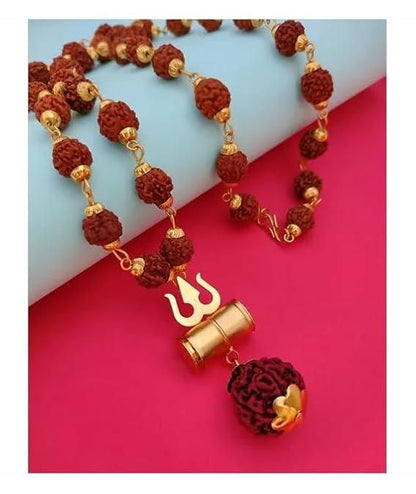 Shiv Trishul Pendant with Rudraksha Chain